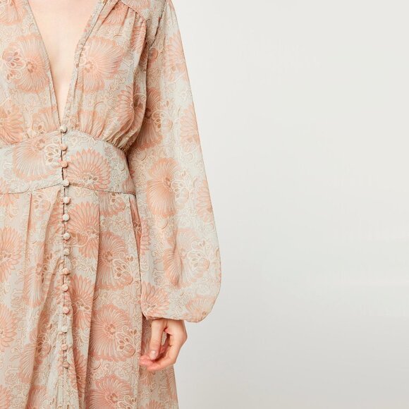 Free People long sleeve floral print semi-sheer longline duster - Picture 4 of 16